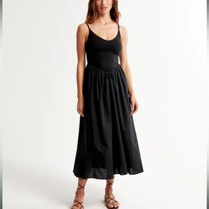 Black Drop-Waist Midi Dress (Abercrombie)